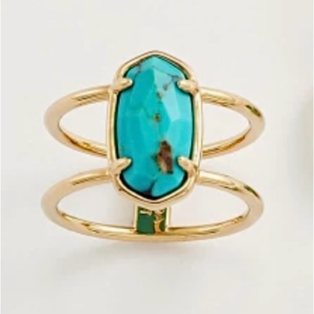 Kendra Scott Turquoise Double Band Gold Ring